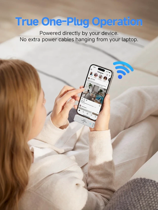 Alt view image 6 of 7 - Wireless USB-C Transmitter to HDMI Receiver, Plug & Play, White No Wi-Fi Stable 5.8GHz Wireless Connection 4K Decode, 1080P@60Hz Output, Pocket-Size for Business Travel