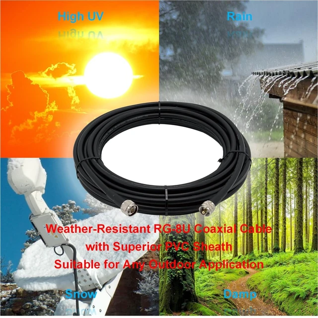 Alt view image 5 of 6 - 50ft RG8U Coaxial Cable PL259-Male to N-Male Low loss 50 Ohm impedance. Great for FM transmitter, CB, HAM, VHF radio, and VSWR meter setup