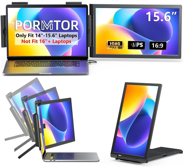 Main image of Laptop Screen Extender Portable Laptop Monitor Extender, 15.6" 1080P IPS Mini HDMI/Type-C Screen Extender Fits 14"-15.6" Laptops, Plug & Play for Windows/Mac/Android/Switch/PS5, for Office/Home