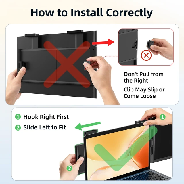 Alt view image 2 of 7 - Laptop Screen Extender Portable Laptop Monitor Extender, 15.6" 1080P IPS Mini HDMI/Type-C Screen Extender Fits 14"-15.6" Laptops, Plug & Play for Windows/Mac/Android/Switch/PS5, for Office/Home