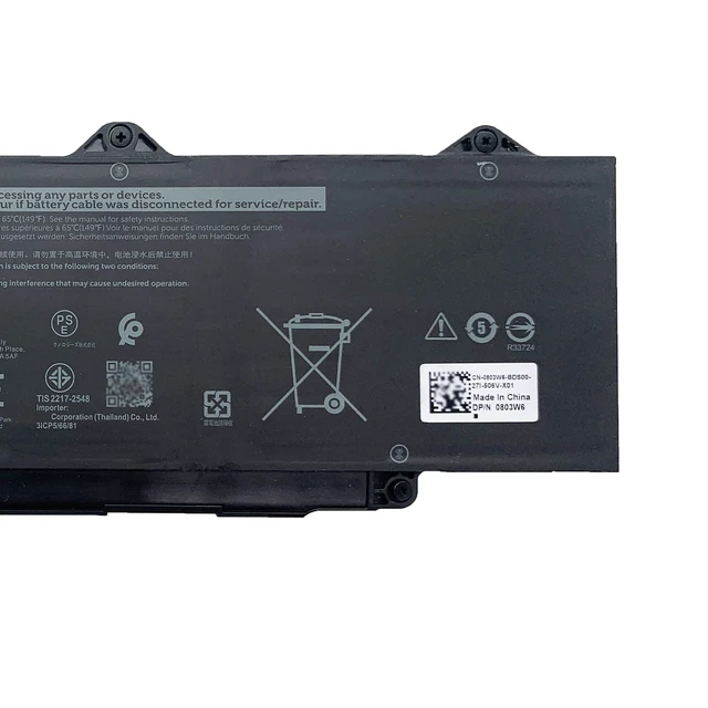 Alt view image 3 of 5 - DR02P Laptop Battery 54Wh 803W6 0803W6 2X1V9 02X1V9 Compatible with Dell Latitude 5440 5450 5540 5550 / Precision 3480 3490 3580 3590 Series