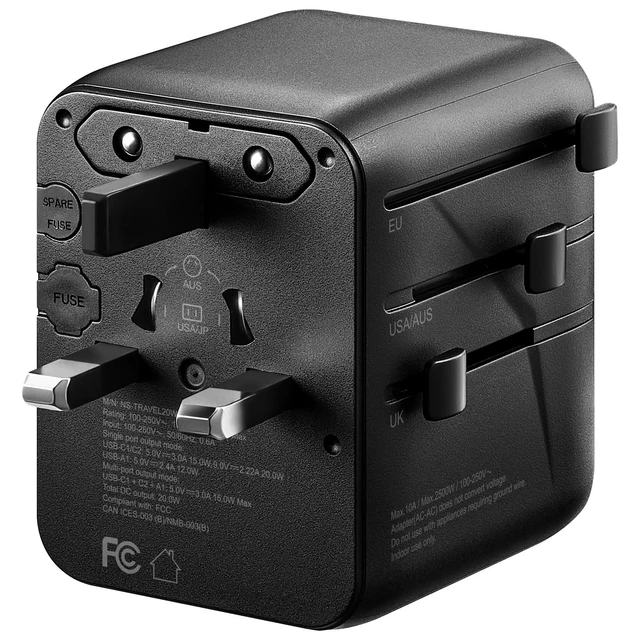 Alt view image 2 of 7 - All-in-One Ground Travel Adapter Converter Series with USB Ports (20W All-in-1 Travel Adapter)