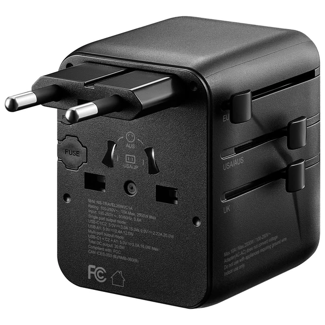 Alt view image 3 of 7 - All-in-One Ground Travel Adapter Converter Series with USB Ports (20W All-in-1 Travel Adapter)