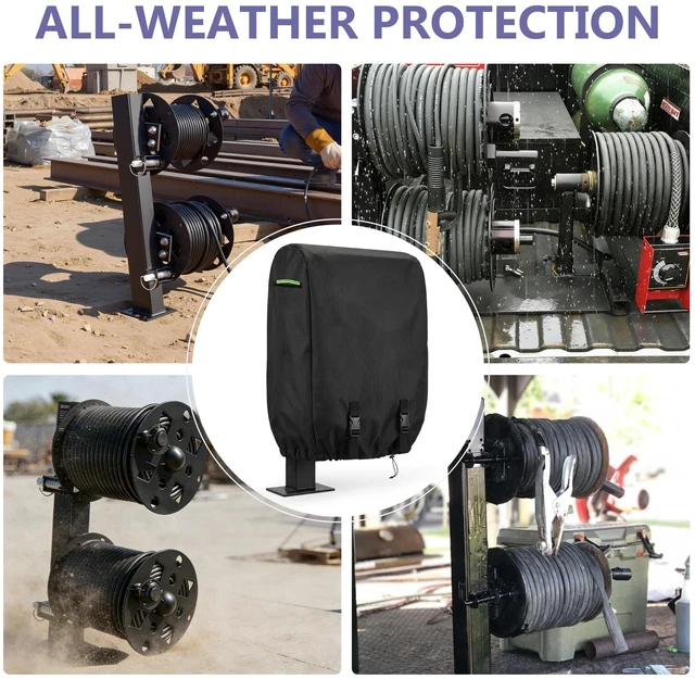 Alt view image 6 of 6 - Welding Lead Reel Cover, 600D Waterproof Double Reel Cover Layer with Grips and Windproof Double Buckles, Fits Various Dual Cable Reels24×14×30in