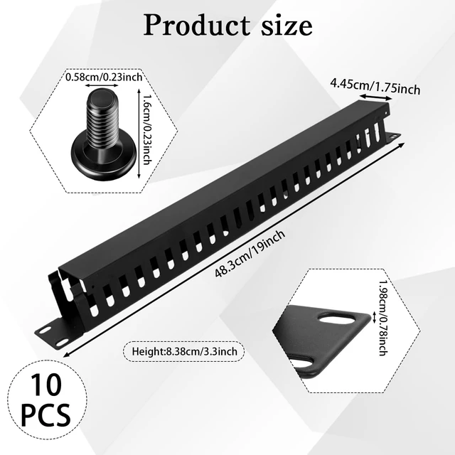 Alt view image 2 of 7 - 10 Pcs 19 Inch Cable Manager with Cover and Screw 1U 24 Slot Cable Mount Management Server Horizontal Rack Raceway Organizer Metal Finger Duct for Wall Cord Wire Network (Black