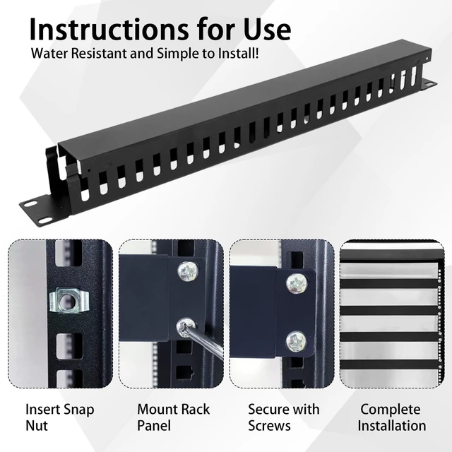Alt view image 4 of 7 - 10 Pcs 19 Inch Cable Manager with Cover and Screw 1U 24 Slot Cable Mount Management Server Horizontal Rack Raceway Organizer Metal Finger Duct for Wall Cord Wire Network (Black