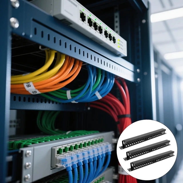 Alt view image 5 of 7 - 10 Pcs 19 Inch Cable Manager with Cover and Screw 1U 24 Slot Cable Mount Management Server Horizontal Rack Raceway Organizer Metal Finger Duct for Wall Cord Wire Network (Black