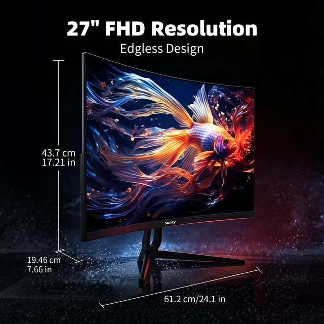 Alt view image 7 of 7 - 27 Inch FHD Gaming Monitor 100Hz, 1msIPS, 1920x1080, G-Sync Compatible, HDR Ready, DisplayPort 1.4, VESA Mount,100% sRGB