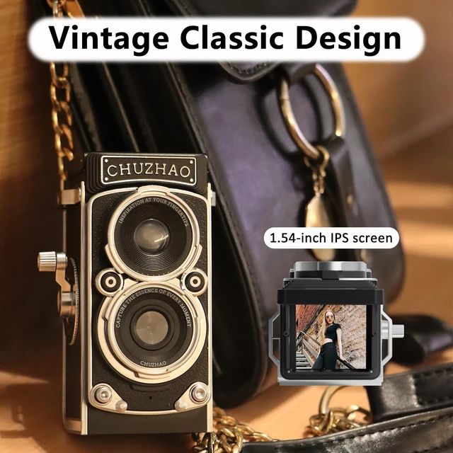 Alt view image 6 of 7 - CHUZHAO Vintage Mini Digital Camera, Retro-Style Point and Shoot,16GB Card 1080P Video, 12MP Photo Autofocus, Portable Compact Pocket Camera, for Beginners Teens Adults, Black