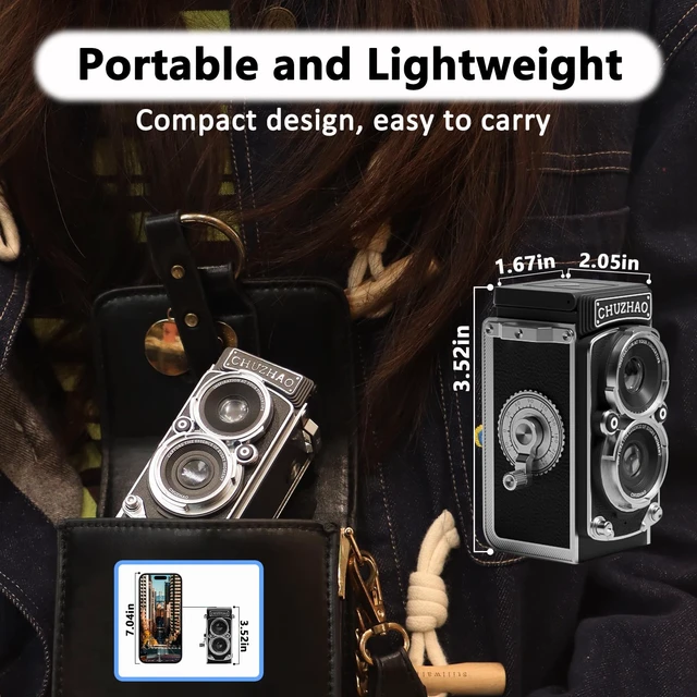 Alt view image 5 of 7 - CHUZHAO Vintage Mini Digital Camera, Retro-Style Point and Shoot,16GB Card 1080P Video, 12MP Photo Autofocus, Portable Compact Pocket Camera, for Beginners Teens Adults, Black