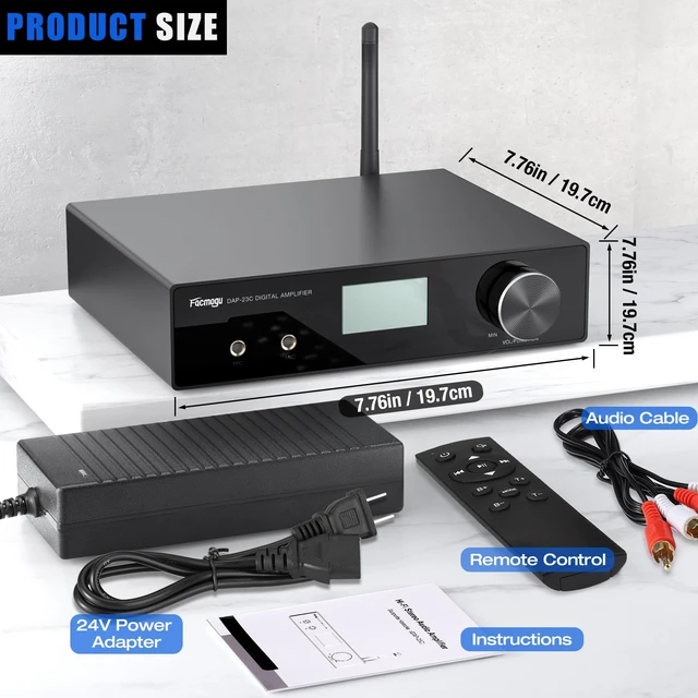 Alt view image 7 of 7 - DAP-23C 2.1CH 200W Karaoke Wireless Bluetooth Amplifier Receiver w/Subwoofer Output, HDMI ARC/Optical/MIC In, RMS 60Wx2 Home Theater Audio Stereo Digital Amp Treble/Bass/Echo/USB/RCA