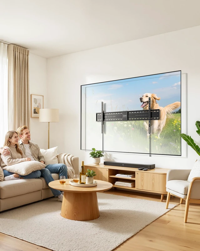 Alt view image 6 of 7 - Heavy Duty Fixed TV Wall Mount Bracket for 60-120" TVs, Max 330lbs Slim 1.5" Low Profile TV Mount Bracket, VESA 1200x600mm, 4X Load Tested, Fits 16"/18"/24" Wood Studs