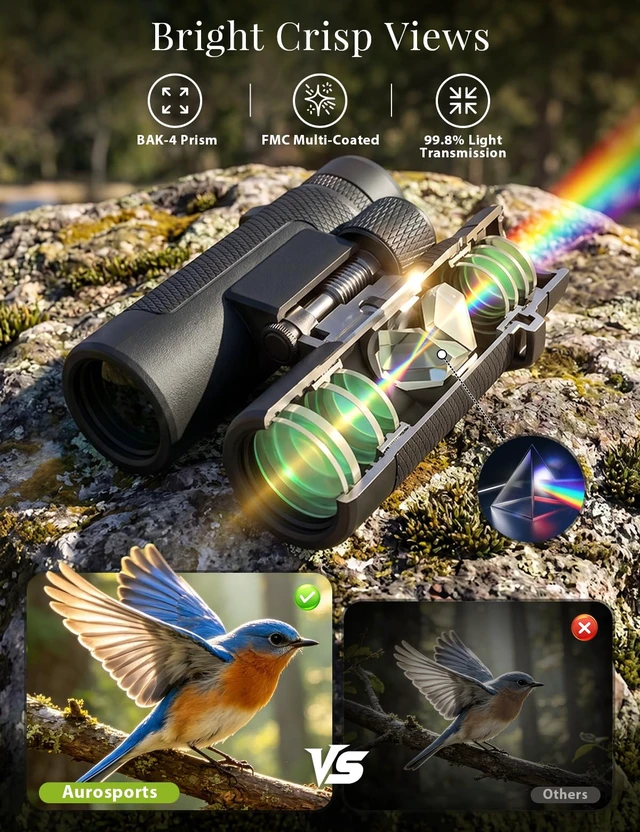 Alt view image 3 of 7 - 15x42 Bird Watching Binoculars for Adults High Powered with Phone Adapter BAK4 Prism FMC Optics,Low Light View for Cruise Ship,Eyeglass Friendly Twist Up Eyecups,Light Weight for Travel Hiking