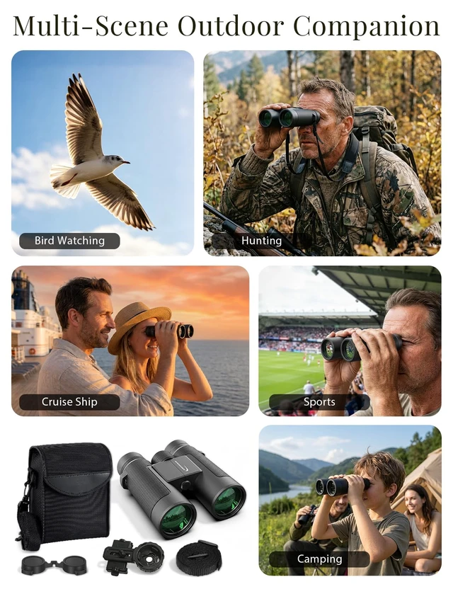 Alt view image 7 of 7 - 15x42 Bird Watching Binoculars for Adults High Powered with Phone Adapter BAK4 Prism FMC Optics,Low Light View for Cruise Ship,Eyeglass Friendly Twist Up Eyecups,Light Weight for Travel Hiking