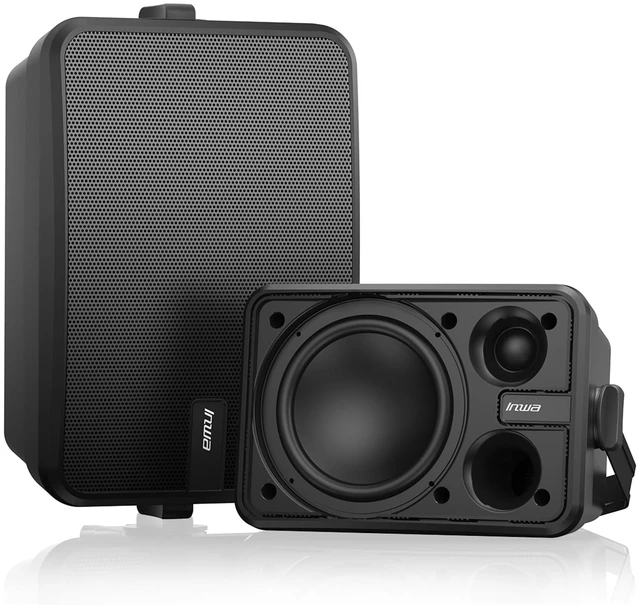 Main image of 6.5" Outdoor Passive Speakers, 50W Each Weatherproof Wall Mount Speaker, Wired PA System with Full-Range Sound, Includes Brackets for Pool, Patio, Garage & Indoor Use (Pair, Black)
