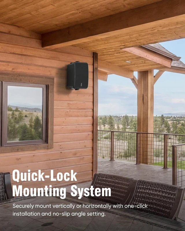 Alt view image 5 of 7 - 6.5" Outdoor Passive Speakers, 50W Each Weatherproof Wall Mount Speaker, Wired PA System with Full-Range Sound, Includes Brackets for Pool, Patio, Garage & Indoor Use (Pair, Black)