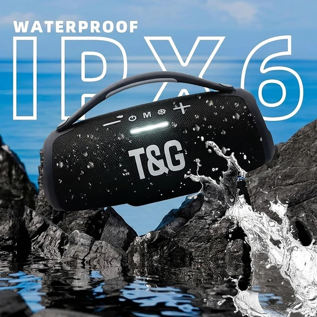 Alt view image 7 of 7 - TG Bluetooth Ourdoor Speaker with Bass, 60W Loud Boombox IPX5 Waterproof Speaker for travel, USB / TF / FM Radio, RGB Light, Party Gift, Black