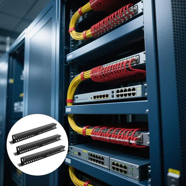 Alt view image 3 of 7 - 10 Pcs 19 Inch Cable Manager with Cover and Screw 1U 24 Slot Cable Mount Management Server Horizontal Rack Raceway Organizer Metal Finger Duct for Wall Cord Wire Network (Black