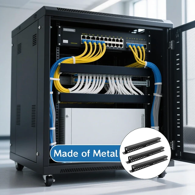 Alt view image 6 of 7 - 10 Pcs 19 Inch Cable Manager with Cover and Screw 1U 24 Slot Cable Mount Management Server Horizontal Rack Raceway Organizer Metal Finger Duct for Wall Cord Wire Network (Black