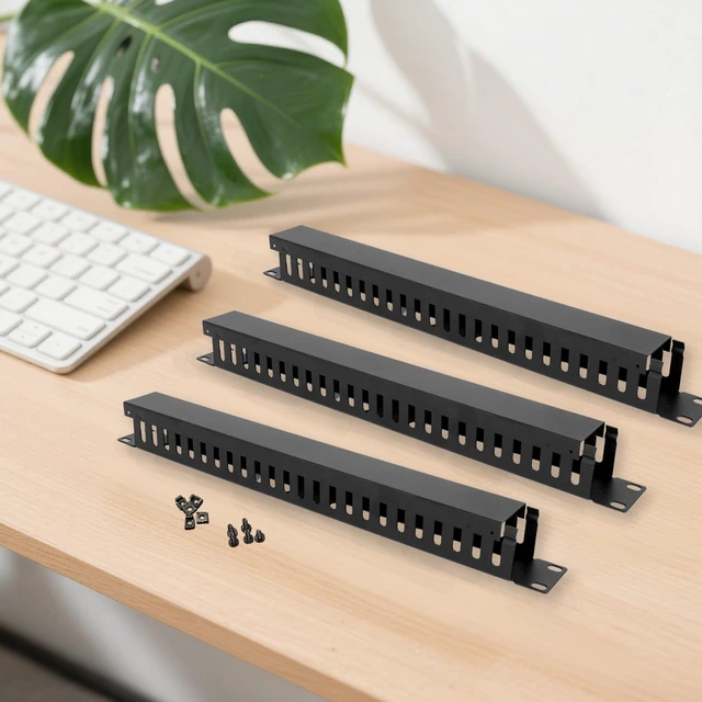Alt view image 7 of 7 - 10 Pcs 19 Inch Cable Manager with Cover and Screw 1U 24 Slot Cable Mount Management Server Horizontal Rack Raceway Organizer Metal Finger Duct for Wall Cord Wire Network (Black