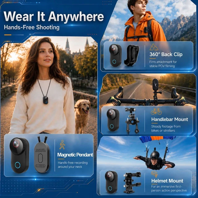 Alt view image 6 of 7 - 4K Ultra HD Action Camera, 6-Axis Electronic Image Stabilization, 154° Wide Angle Lens, Waterproof Sports Camera with WiFi, 5H Battery Life with Charging Case (Black, 64GA)