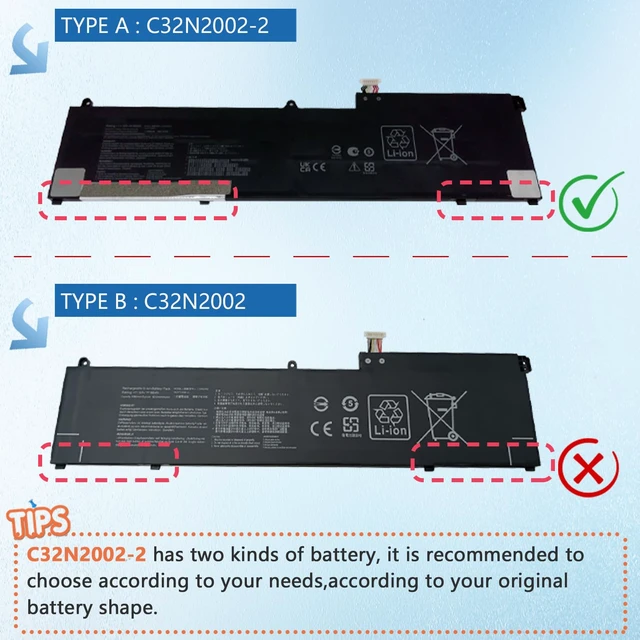 Alt view image 5 of 7 - C32N2002-2 96Wh Laptop Battery Replacement for Asus ZenBook Pro 15 Flip OLED UP6502ZA UP6502ZA-M8006W UP6502ZD UP6502ZD-M8007W Series 0B200-04230000 3ICP7/54/64-2