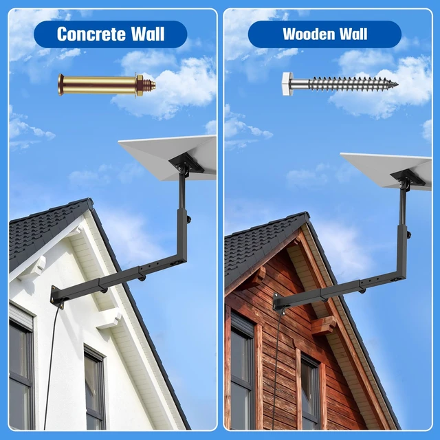 Alt view image 7 of 7 - Starlink Mount for Standard 4/4X/Gen 3/V3, Adjustable Starlink Dish Mount with Telescoping Support Arm, Heavy Duty Outdoor Gen 3 Bracket for Concrete & Wood Walls, Rustproof Weatherproof Steel