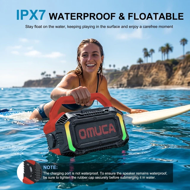 Alt view image 4 of 7 - Speakers Bluetooth Wireless, 100W Portable Bluetooth Speaker with Bass, IPX7 Waterproof & Floatable, 20H Playtime, RGB Light, Loud Speakers with TWS for Work, Outdoor, Garage (L-Red)