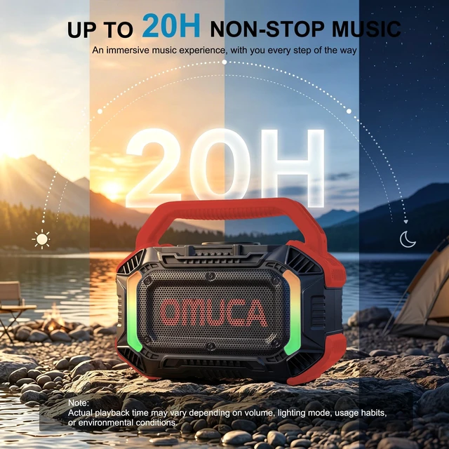 Alt view image 5 of 7 - Speakers Bluetooth Wireless, 100W Portable Bluetooth Speaker with Bass, IPX7 Waterproof & Floatable, 20H Playtime, RGB Light, Loud Speakers with TWS for Work, Outdoor, Garage (L-Red)