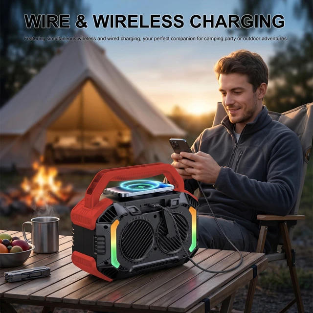 Alt view image 7 of 7 - Speakers Bluetooth Wireless, 100W Portable Bluetooth Speaker with Bass, IPX7 Waterproof & Floatable, 20H Playtime, RGB Light, Loud Speakers with TWS for Work, Outdoor, Garage (L-Red)