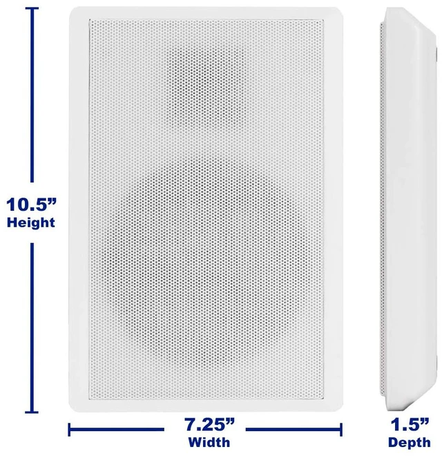 Alt view image 3 of 7 - SLM1W Mountable On Wall Slim Speakers Home Theater Wired Pair Pack, White