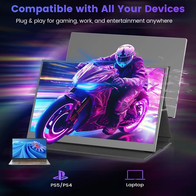 Alt view image 5 of 7 - Portable Monitor 15.6 inch FHD 1080P IPS Laptop Monitor Extender Screen Ultra-Slim Travel Monitor with Dual Speakers, USB-C Port, Mini-HDMI External metal Monitor for Laptop PC Phone Mac - Grey