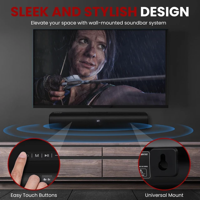 Alt view image 6 of 7 - 2-Channel Tabletop Soundbar Digital Speaker System - Digital Amplifier with DSP Streaming Tabletop Stand Mount TV Digital System with AUX/Optical In/USB In/HDMI (ARC), LED Display
