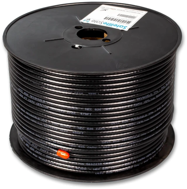 Main image of RG-6 Trishield NEC 820 CATV HFC Coaxial Cable PVC Black 500 feet