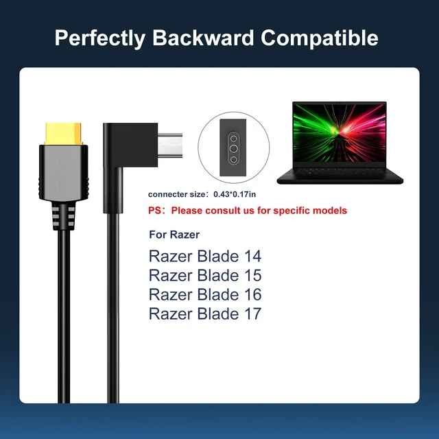 Alt view image 5 of 7 - 260W(20V/13A) GaN Laptop Charger,Compatible with 230W Razer Blade 14/15/16/17, Portable Foldable Charger for Razer Gaming Laptops, PD 3.0 Fast Charger with 11 * 4.3mm Power Port Cable