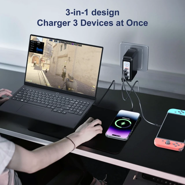 Alt view image 7 of 7 - 260W(20V/13A) GaN Laptop Charger,Compatible with 230W Razer Blade 14/15/16/17, Portable Foldable Charger for Razer Gaming Laptops, PD 3.0 Fast Charger with 11 * 4.3mm Power Port Cable