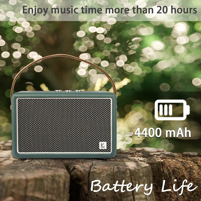 Alt view image 5 of 7 - Vintage Green Bluetooth Speaker, Vintage Home Decor Retro Knobs, Bluetooth 5.1, 20H Battery Life, Portable, Powerful Sound, with Subwoofer, APP Control