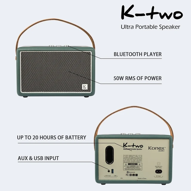 Alt view image 7 of 7 - Vintage Green Bluetooth Speaker, Vintage Home Decor Retro Knobs, Bluetooth 5.1, 20H Battery Life, Portable, Powerful Sound, with Subwoofer, APP Control