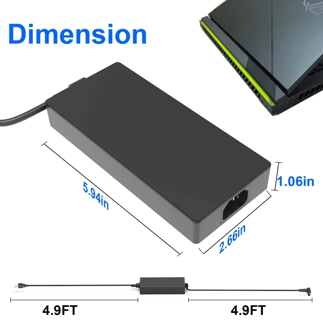 Alt view image 4 of 6 - New 280W 20V 14A AC Adapter for ASUS ROG Strix Scar 17 16 15 Power Supply ROG Strix G16 G17 G18 G15 G614 G713 G513 G814 Laptop Charger
