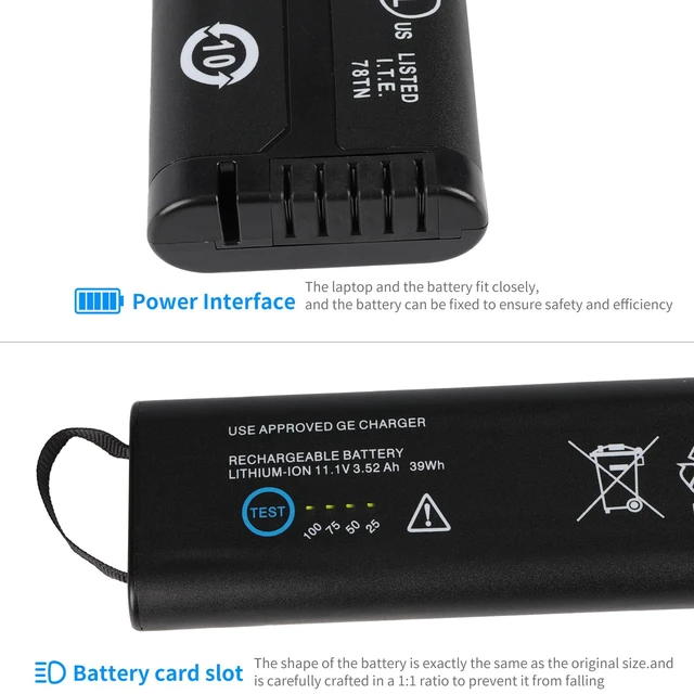 Alt view image 6 of 6 - 39Wh 11.1V SM201-6 Battery for G E Dash & B Series Monitor Compatible with Dash 3000 4000 5000 GE fits B20 B30 B40 B20I B30I B40I MT9083 MTS-5000 E6000C direct drop-in replacement