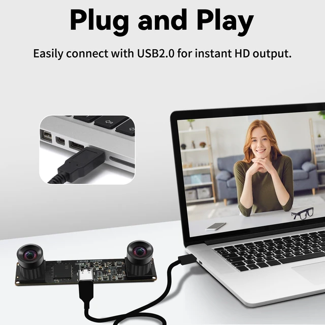 Alt view image 5 of 7 - Stereo Camera Module 1200P Global Shutter USB Camera Module 120fps High Speed Camera, Sync Webcam with No Distortion Dual Lens for VR,PC/Laptop/Raspberry Pi