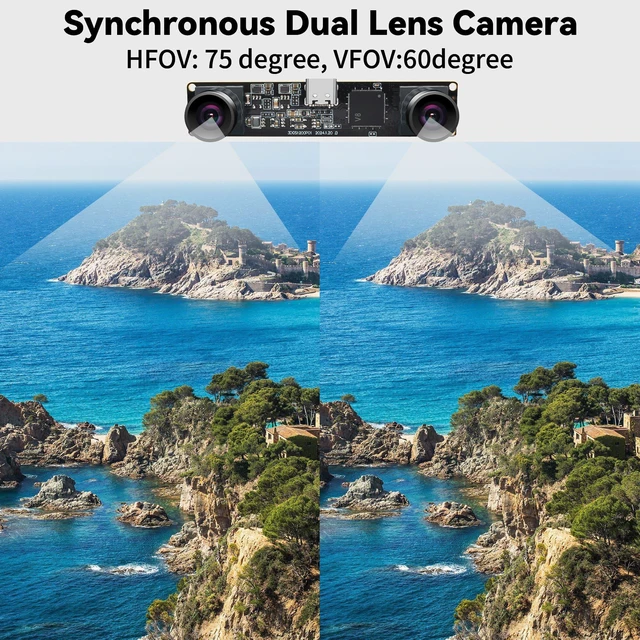 Alt view image 4 of 7 - Stereo Camera Module 1200P Global Shutter USB Camera Module 120fps High Speed Camera, Sync Webcam with No Distortion Dual Lens for VR,PC/Laptop/Raspberry Pi