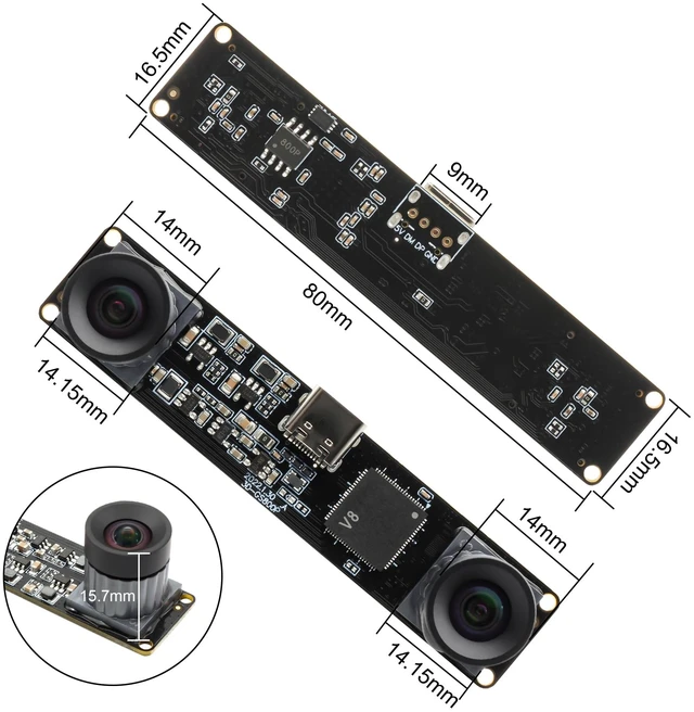 Alt view image 6 of 7 - Stereo Camera Module 1200P Global Shutter USB Camera Module 120fps High Speed Camera, Sync Webcam with No Distortion Dual Lens for VR,PC/Laptop/Raspberry Pi