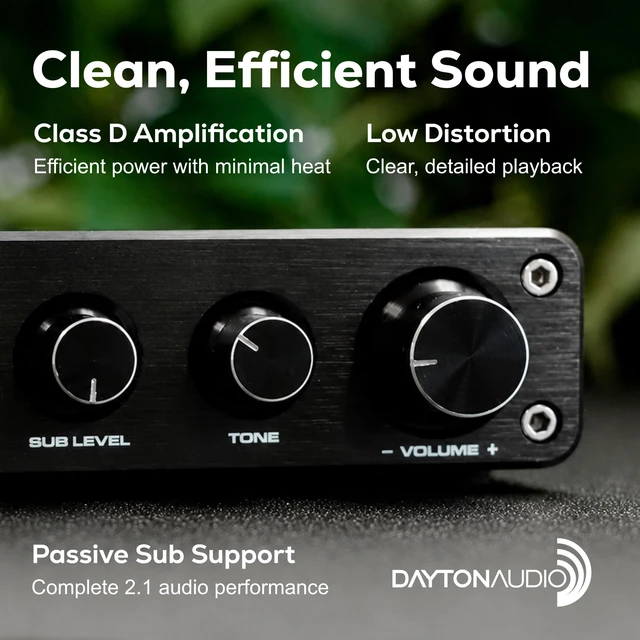 Alt view image 6 of 7 - DTA-2.1BT2 Bluetooth 5.0 Stereo Audio 2.1 Channel Amplifier Receiver Mini Hi-Fi Class D Integrated Amp 2.1 CH for Home Speakers 100W and 100W Sub Output