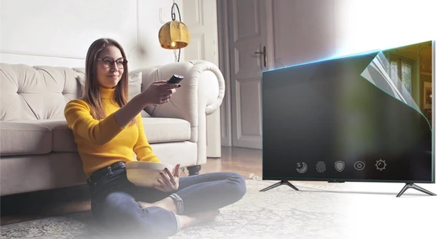 Alt view image 7 of 7 - Anti Glare Film for TV 55 Inch,Glare Screen 55 TV Glare Stopper,Blue Light Filter,Anti Glare Screen Protector Outdoor, Reflection Reduction Relieve and Glare