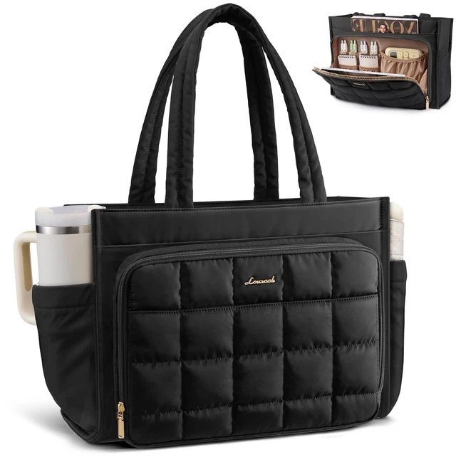 Main image of Teacher Tote Bag for Women Work Laptop Purse With Large Cup Holder Large Puffer Nurse Handbag Bible Diaper Tote for Gifts, Waterproof Computer Bag for Business Travel Office College