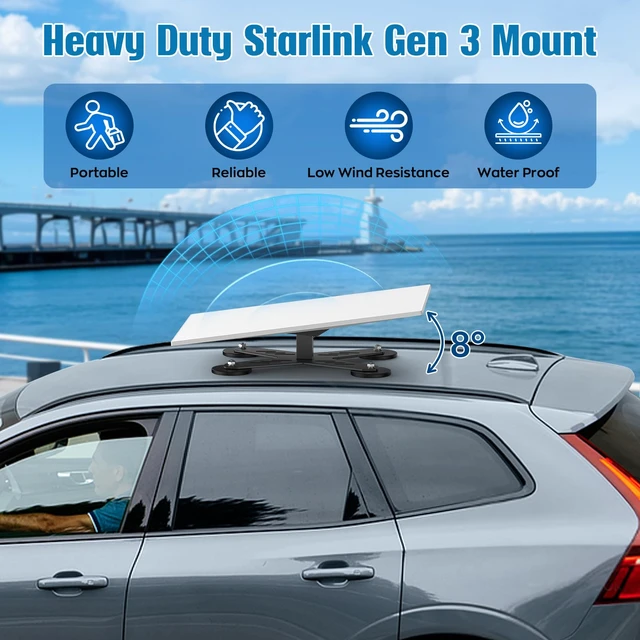 Alt view image 3 of 7 - Car Magnetic Mount for Starlink Gen 3, Heavy Duty Roof Magnetic Mount with 440lbs, Portable Gen 3 Roof Mount for RV, Car, Boat, Truck