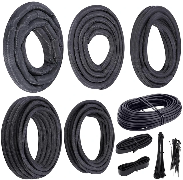 Main image of Automotive Split Wire Loom Kit, Heat Resistant & Chew Resistant Split Conduit for Engine Bay, Cable Management Sleeve with Heat Shrink, Silicone Tape & Zip Ties
