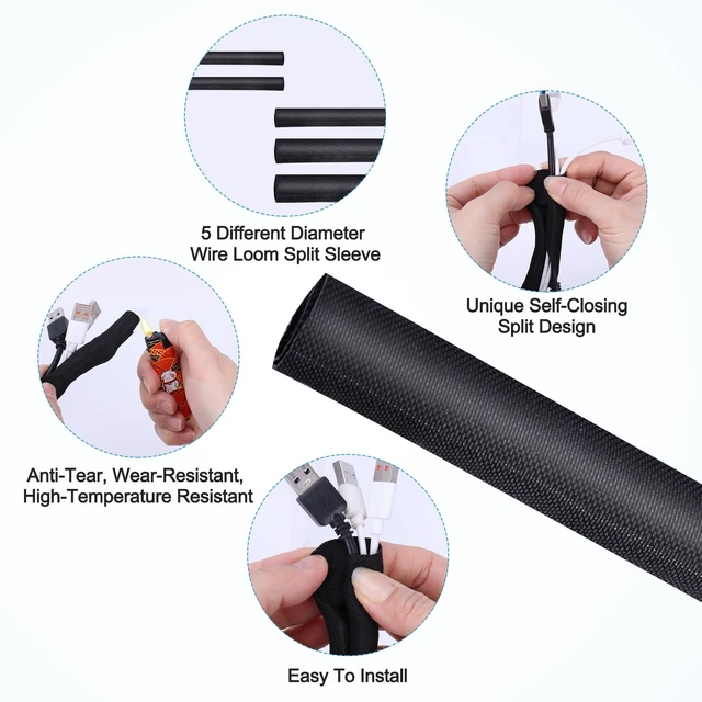 Alt view image 3 of 7 - Automotive Split Wire Loom Kit, Heat Resistant & Chew Resistant Split Conduit for Engine Bay, Cable Management Sleeve with Heat Shrink, Silicone Tape & Zip Ties