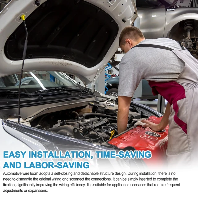 Alt view image 6 of 7 - Automotive Split Wire Loom Kit, Heat Resistant & Chew Resistant Split Conduit for Engine Bay, Cable Management Sleeve with Heat Shrink, Silicone Tape & Zip Ties